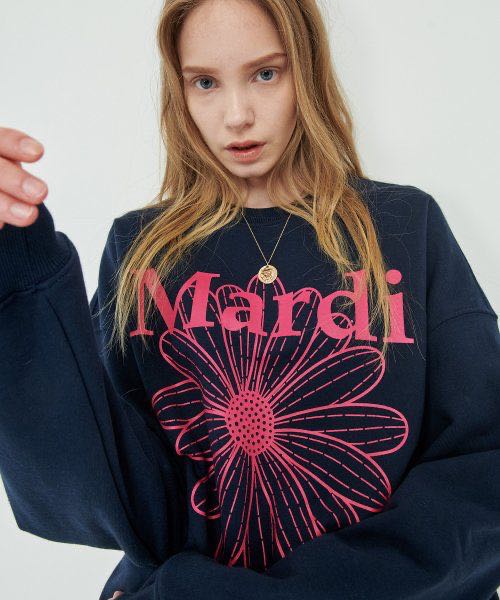 (พร้อมส่ง) Mardi mercredi flower sweater navy violet
