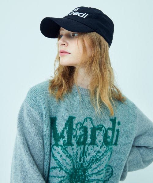 (พร้อมส่ง) Mardi mercredi CASHMERE BLENDED PULLOVER FLOWERMARDI_GREY GREEN