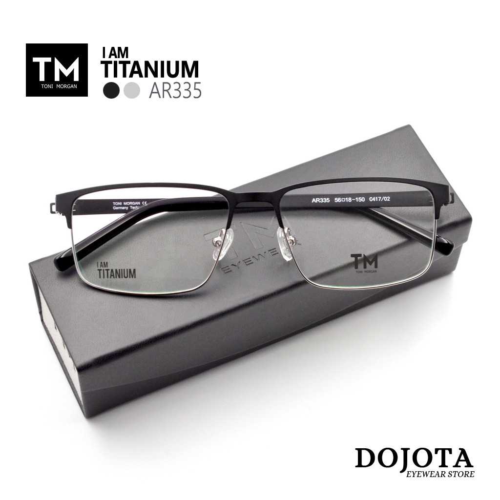 กรอบแว่นตา ไทเทเนียม Toni Morgan รุ่น LIN335 ทรงเหลี่ยม - สีดำ/เงิน Black Silver