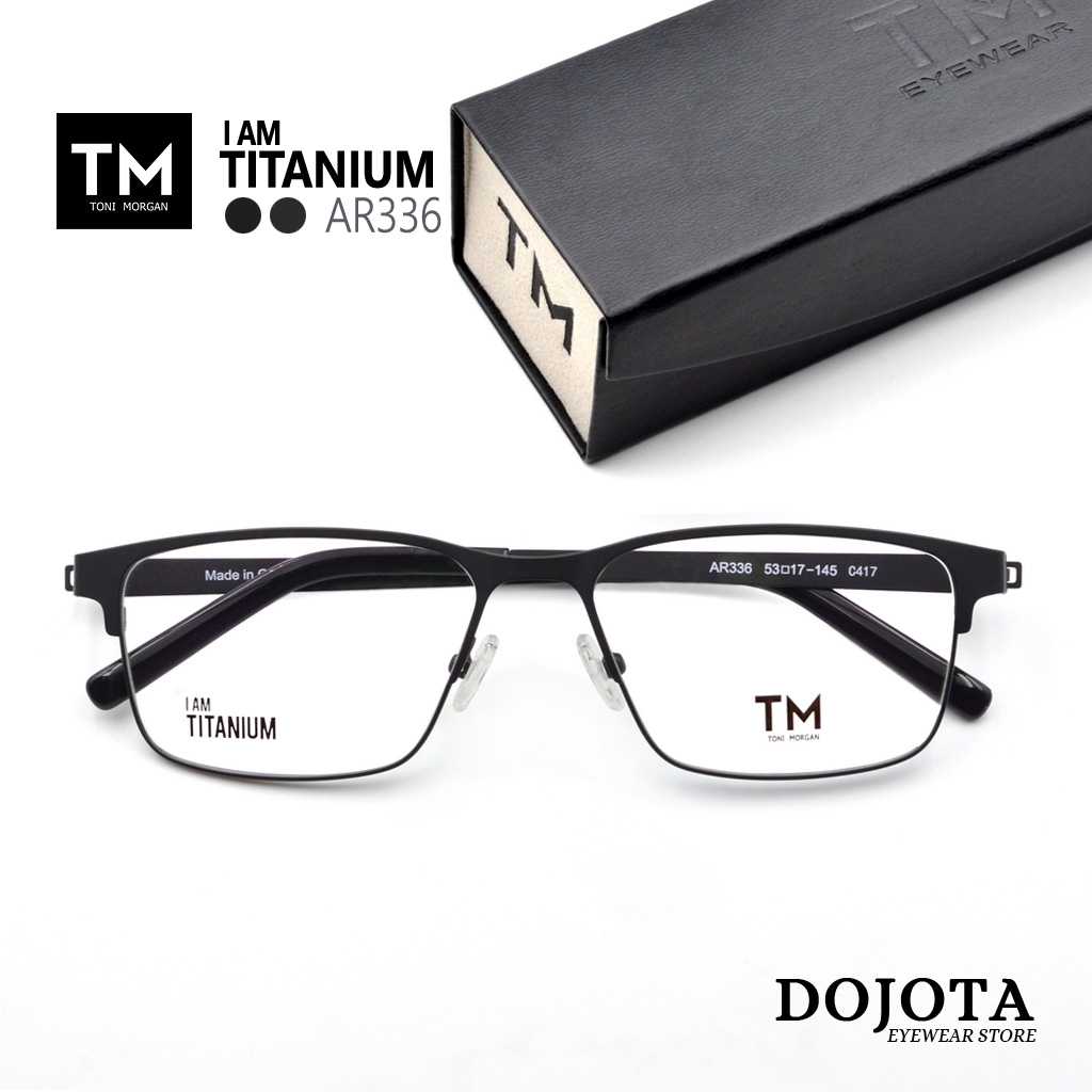 กรอบแว่นตา ไทเทเนียม Toni Morgan รุ่น LIN336 ทรงเหลี่ยม รูปหน้าเล็ก - สีดำ Black Matt