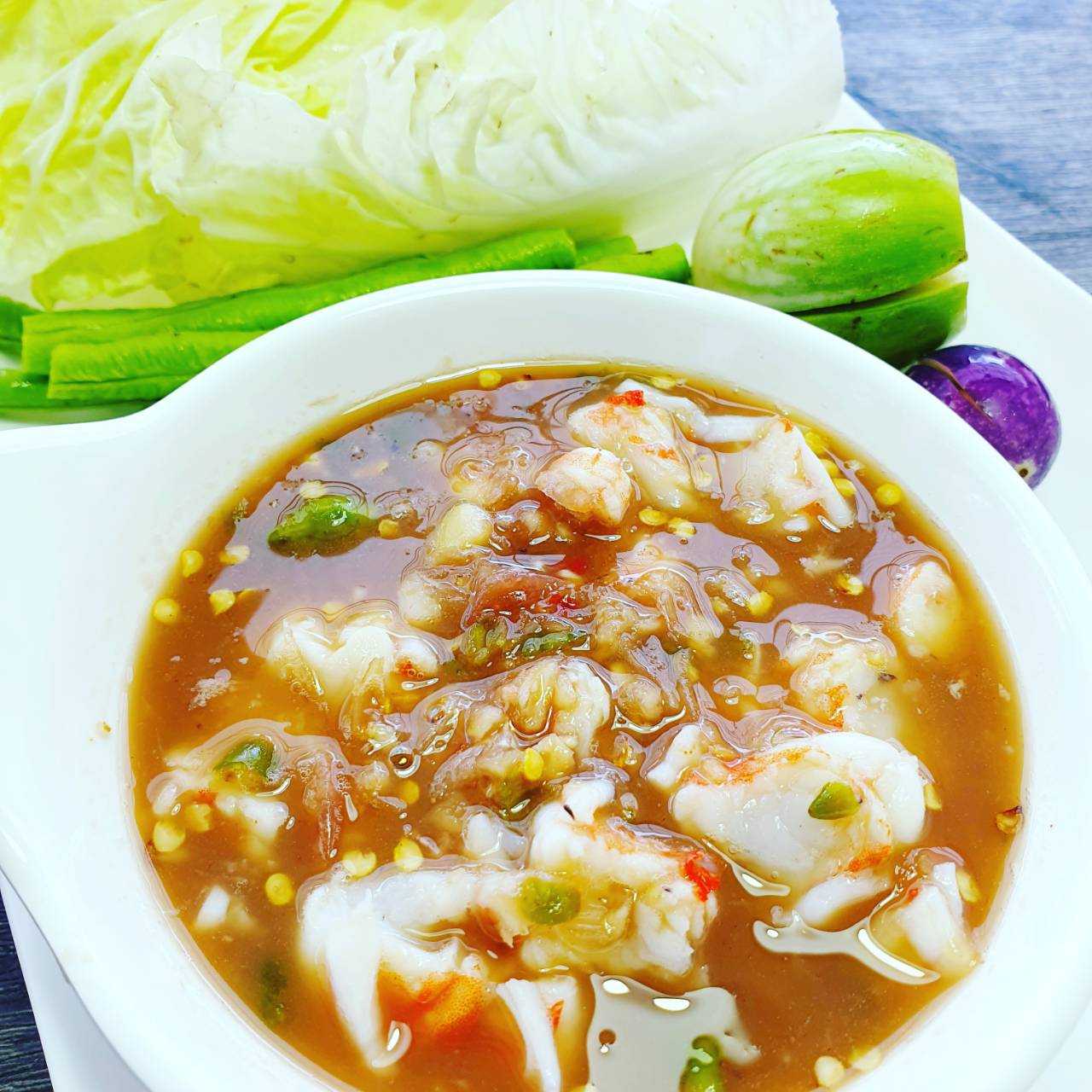 น้ำพริกกุ้งสด+ผักสด