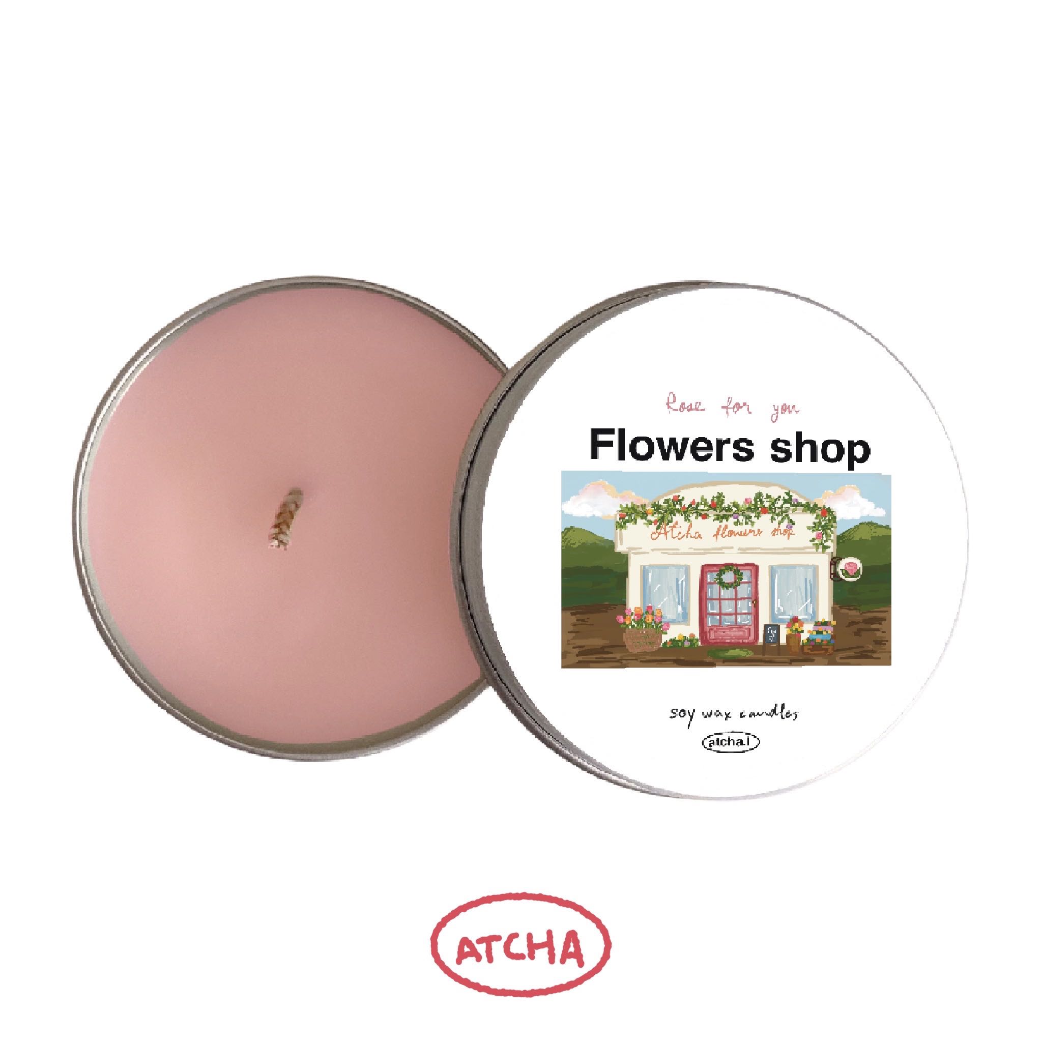 เทียนหอม กลิ่น flowers shop Valentine หอมกลิ่นดอกกุหลาบ อบอุ่น ละมุน โรแมนติก atcha.l