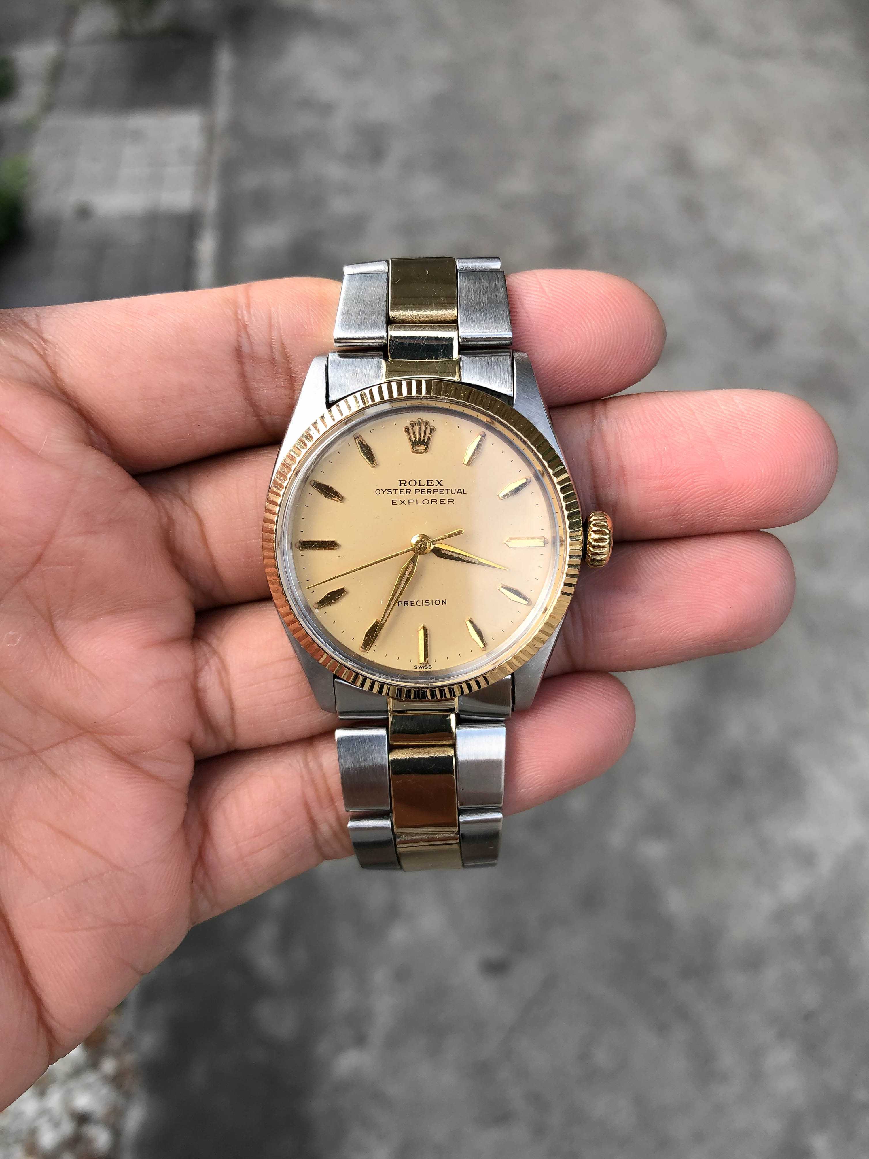 Rolex Oyster Perpetual Explorer 2tone 18K Automatic Man Size หน้าทอง