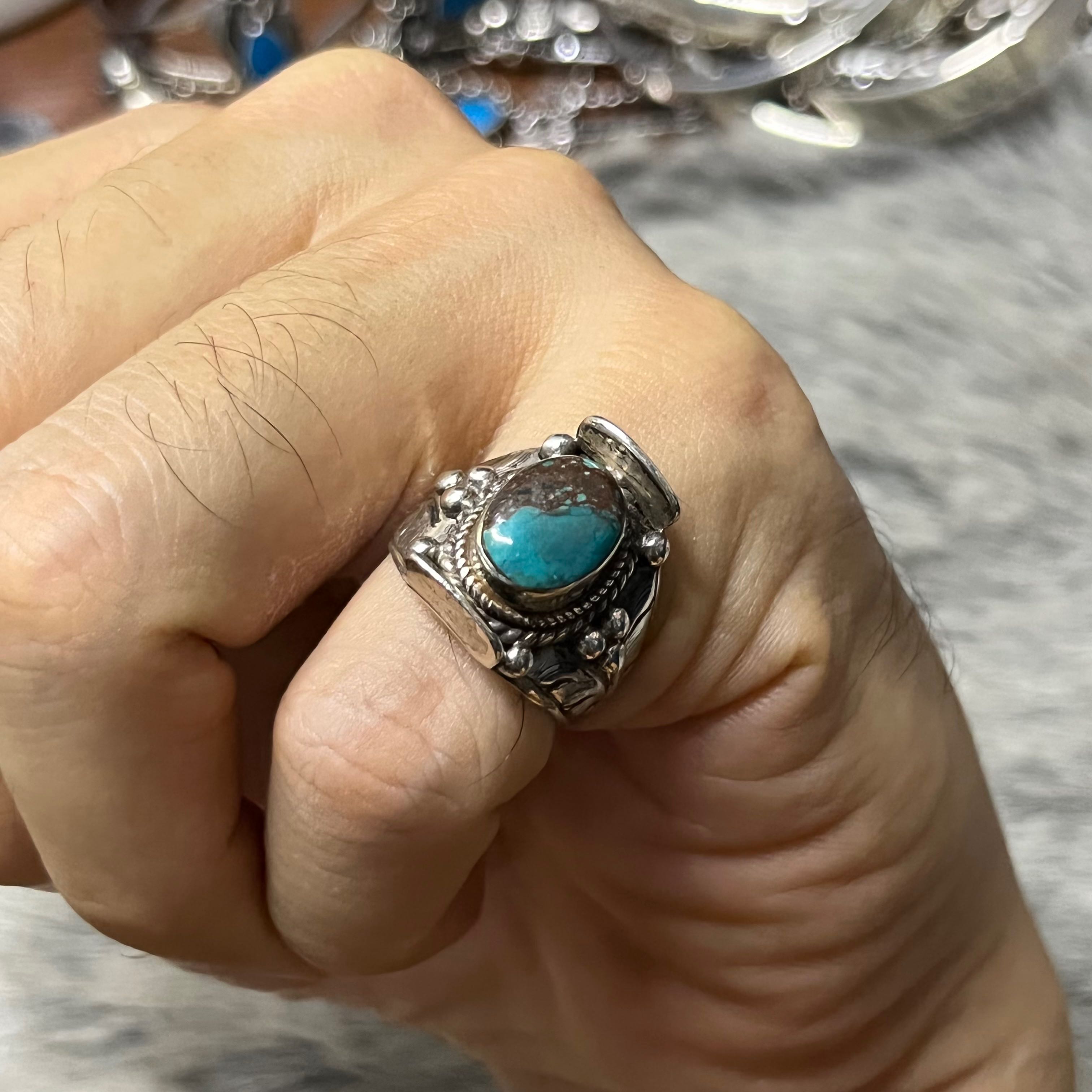 แหวนเงินแท้925 ประดับTurquoise ขนาด55 