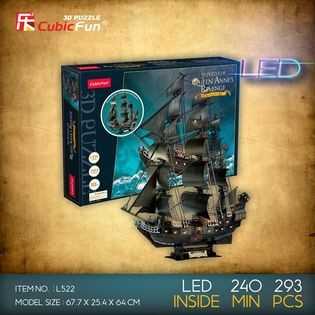 จิ๊กซอว์ 3 มิติ เรือโจรสลัด Queen Anne's Revenge LED L522