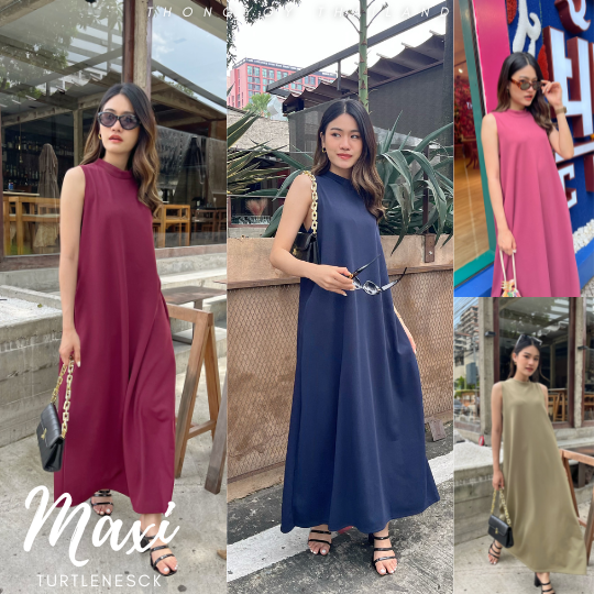 Maxi คอเต่า Turtleneck ผ้ายืดร่อง