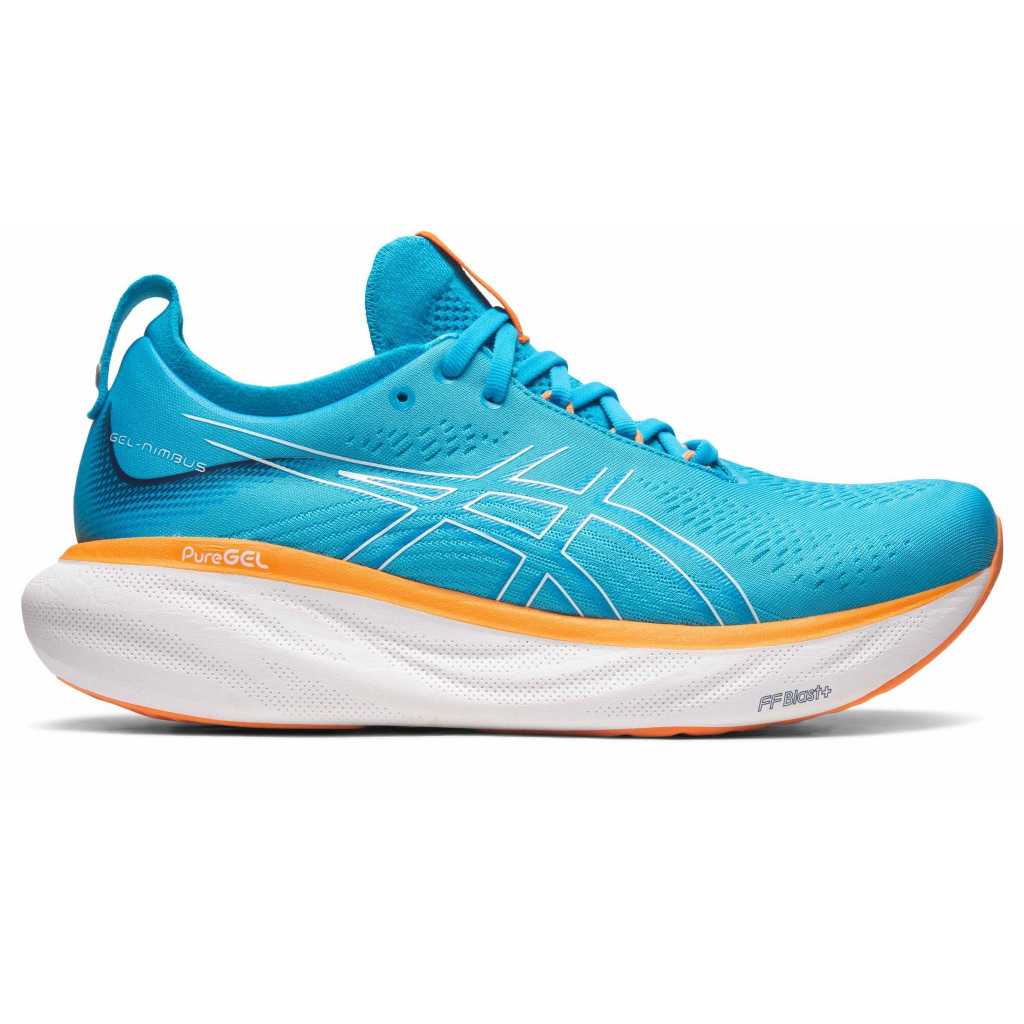 ASICS GEL NIMBUS 25 WIDE MEN - ISLAND BLUE/SUN PEACH รองเท้าวิ่งทางเรียบ รองเท้าวิ่งผู้ชาย