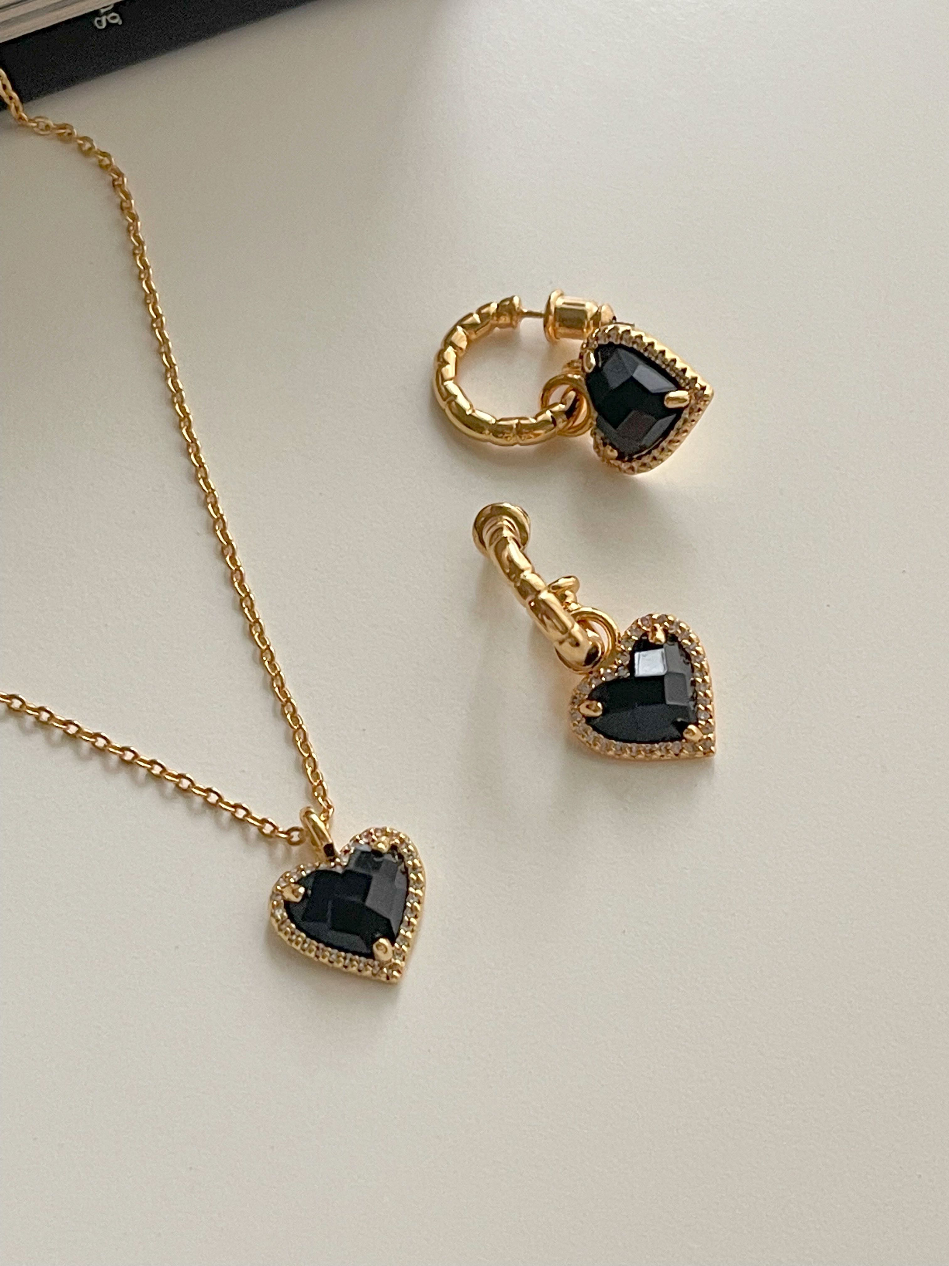 Heart of Coal Earrings & Necklace 🖤