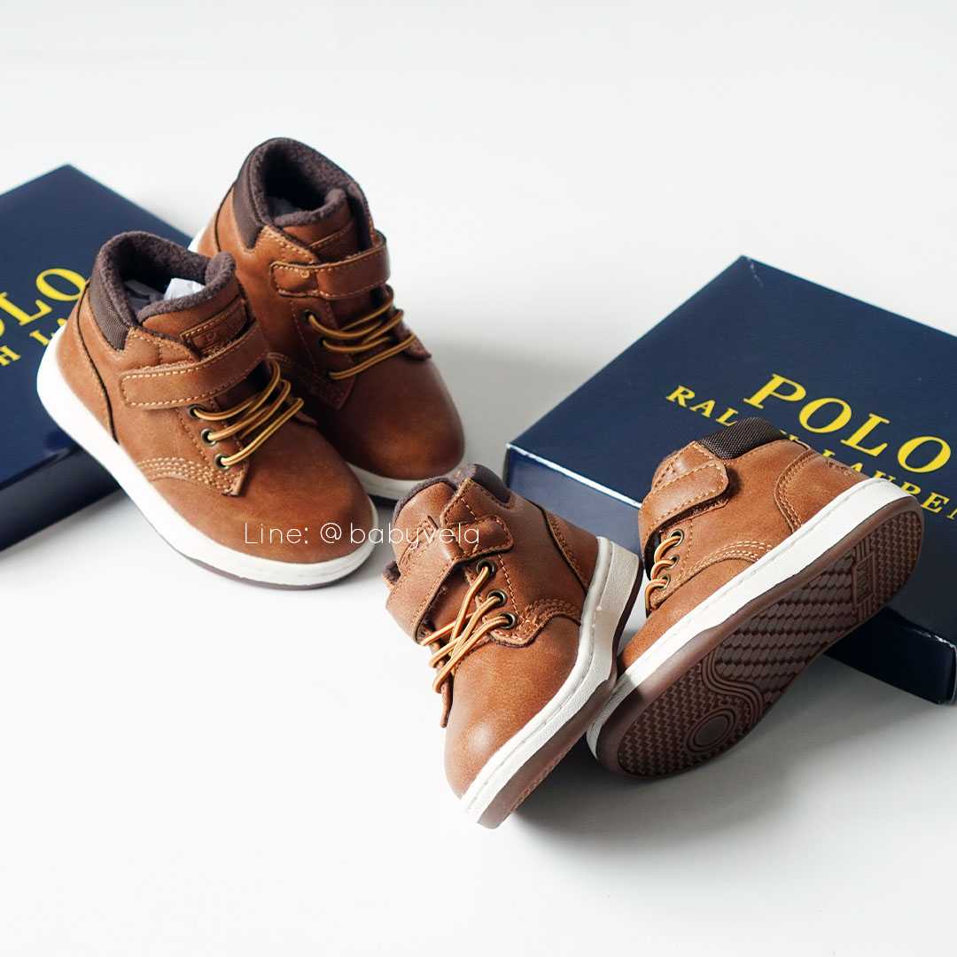 Polo Court Faux-Leather Sneaker Boot (Tan Burnished)