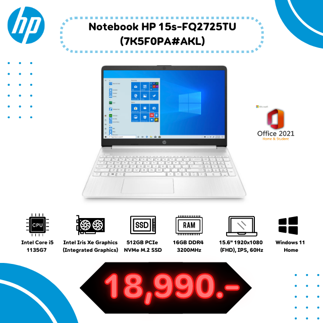 Notebook HP 15s-fq2725TU (7K5F0PA#AKL)
