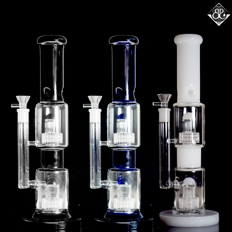 14Inches Double Matrix Perc Stemless Bong