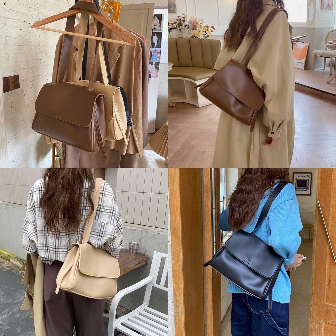 [PRE-ORDER] กระเป๋าหนัง PU ทรงสวยตั้งได้ ปรับสายสั้นยาว+สะพายข้างได้ หนังทนใช้ได้นาน | QS227