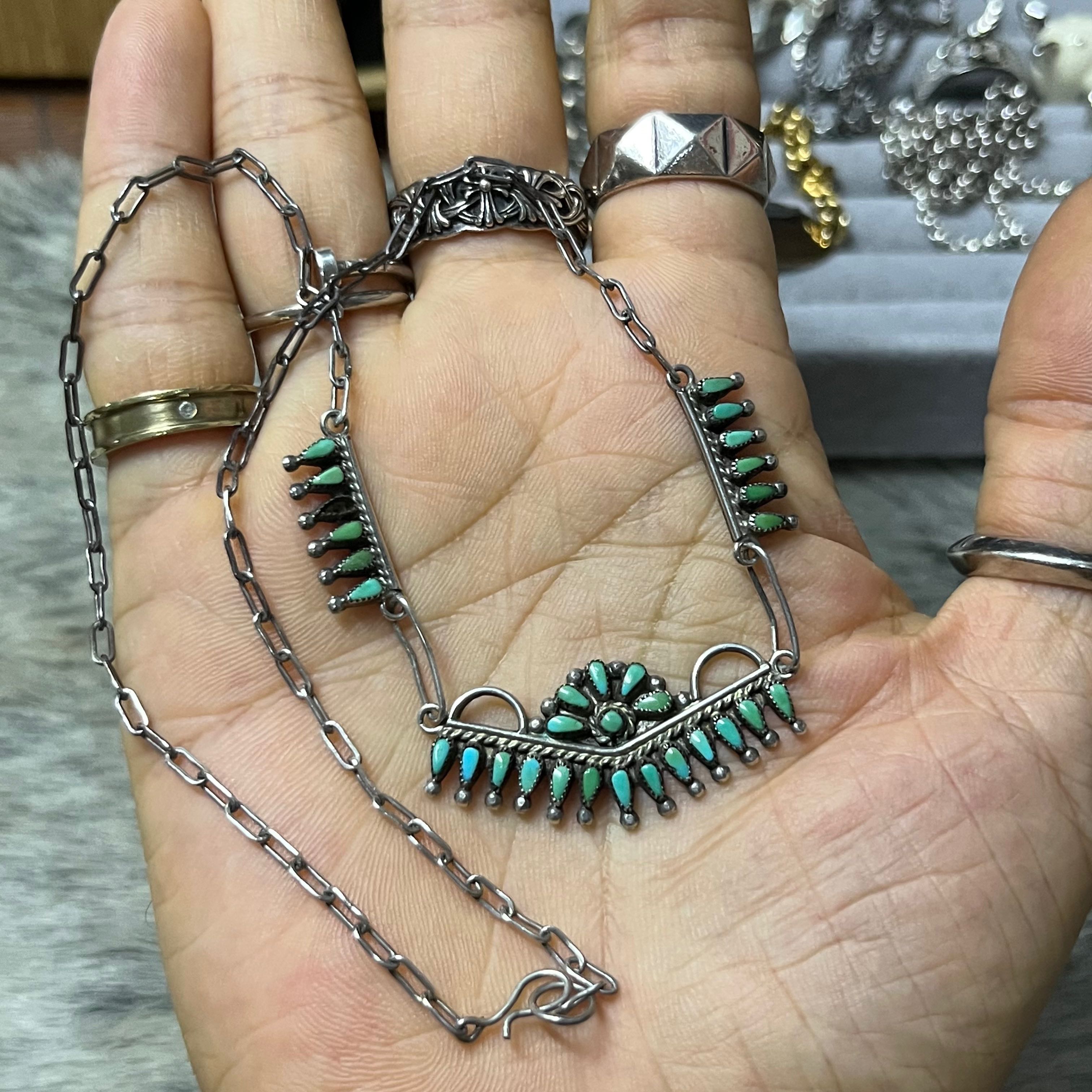 สร้อยคอเงินแท้925 ประดับTurquoise กว้าง3มม. ยาว18นิ้ว 