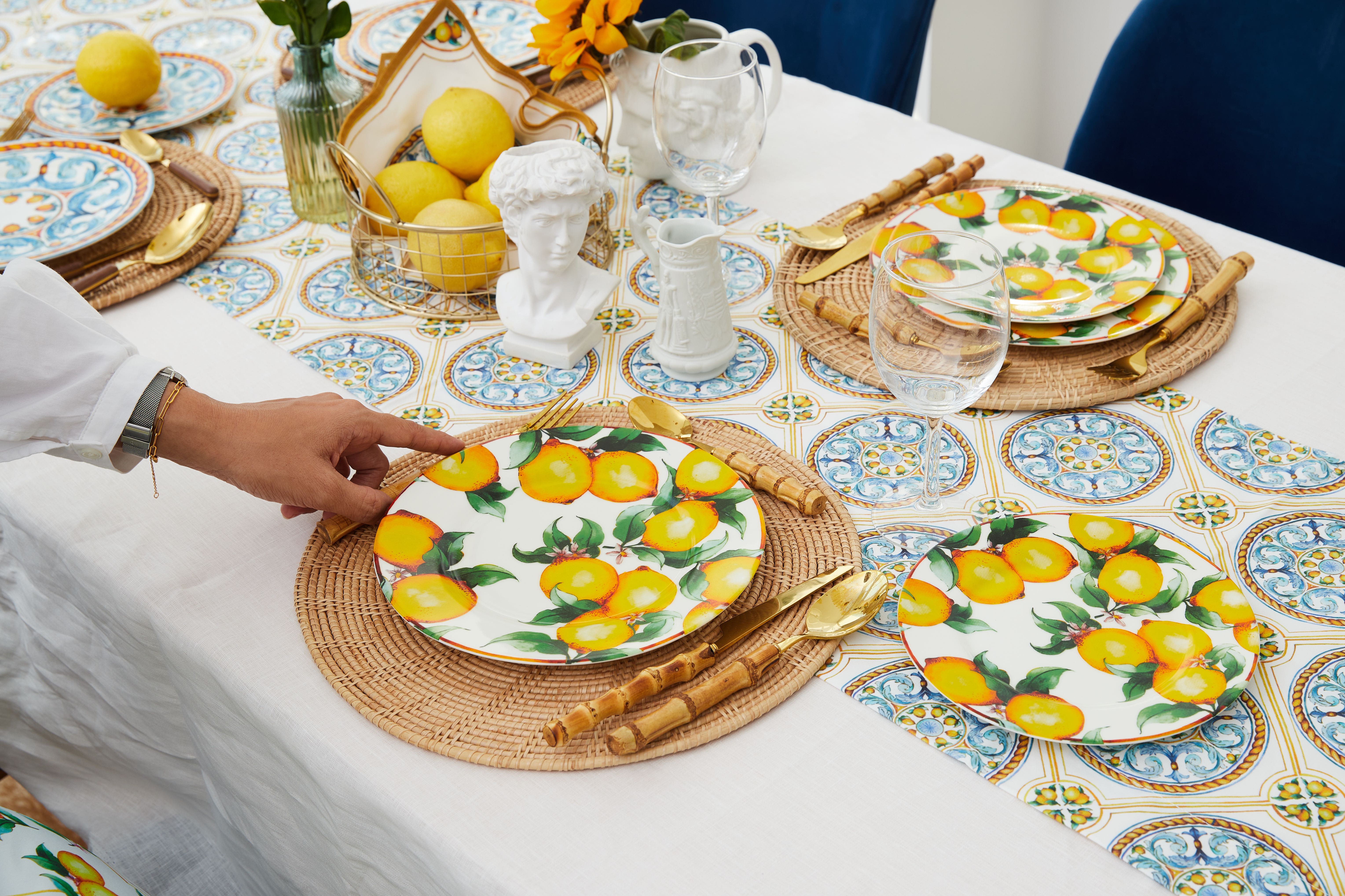 ชุดจาน 2 ใบ  Porcelain พิมพ์ Decal ขนาด 7 และ 9 นิ้ว ลาย Lemone