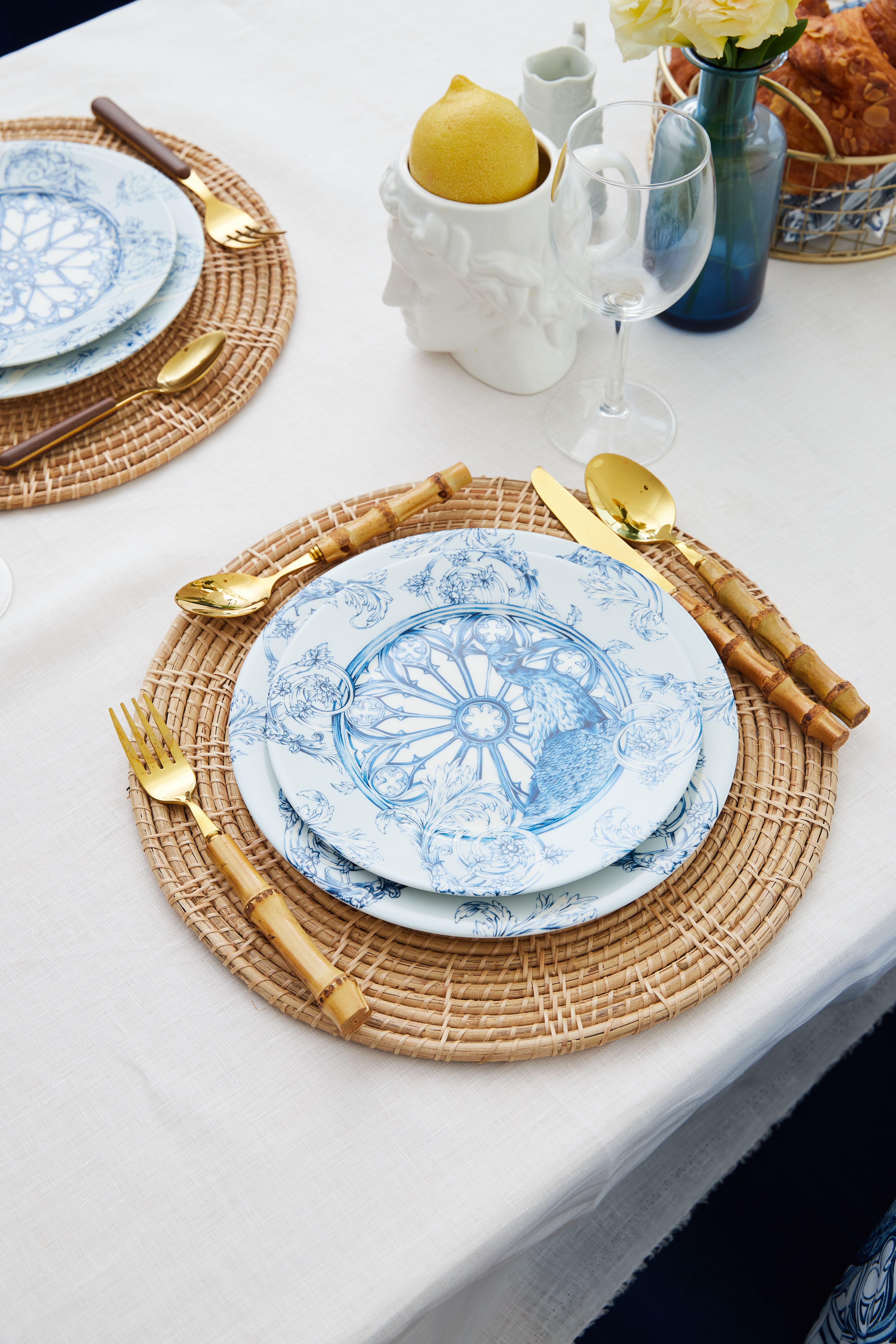 ชุดจาน 2 ใบ Porcelain พิมพ์ Decal ขนาด 7และ 9 นิ้ว ลาย Le Paon นกยูง