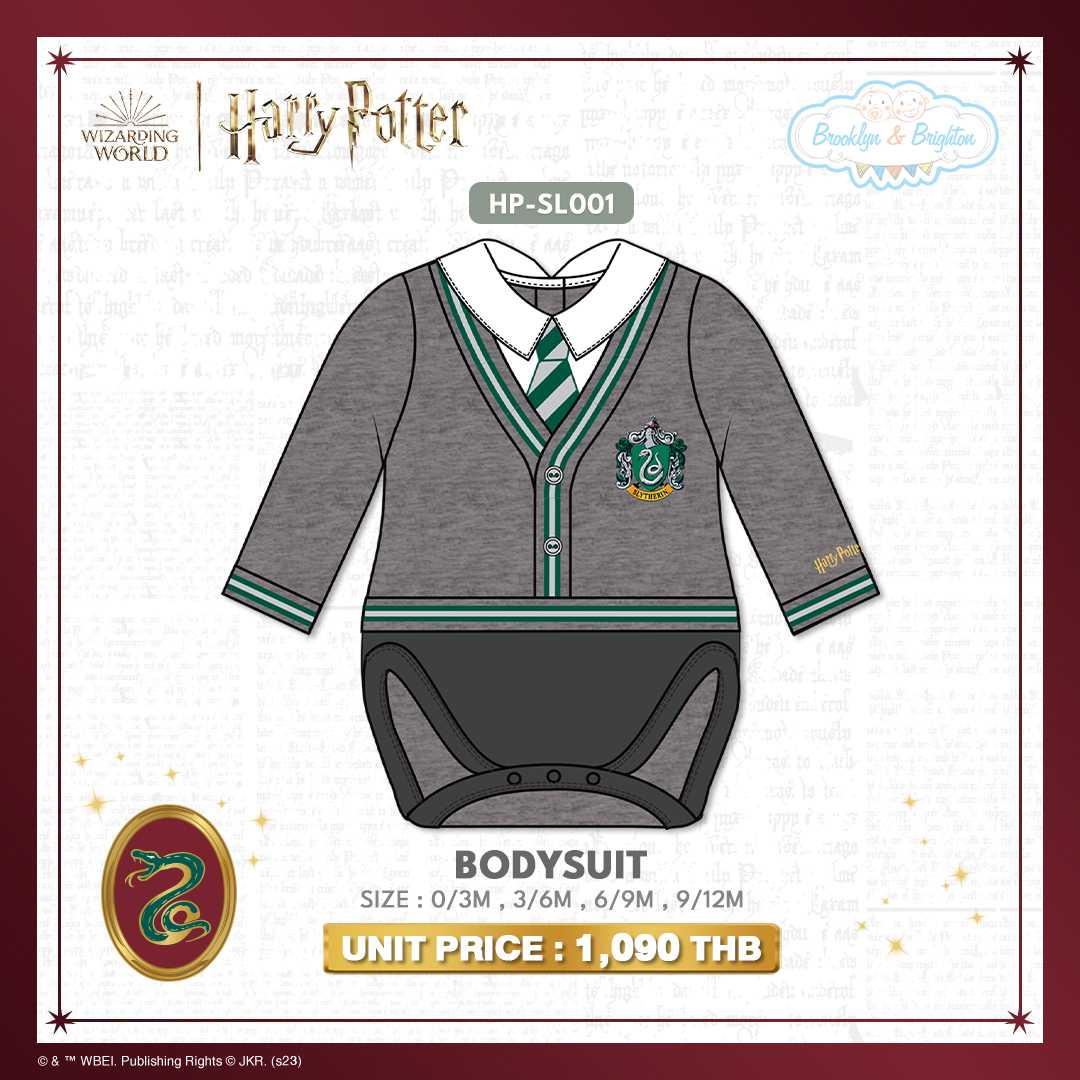 Harry Potter -Slytherin Bodysuit Boy - HP-SL001 - บอดี้สูทเด็กชายแฮร์รี่ พอตเตอร์ ขายดีตลอดกาล