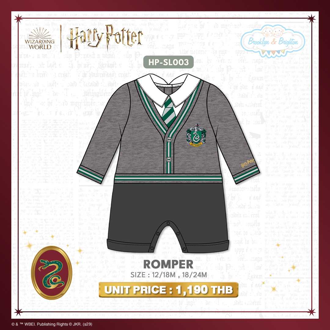 Harry Potter -Slytherin Romper - HP-SL003 - ชุดหมีเด็กแฮร์รี่ พอตเตอร์ ขายดีตลอดกาล