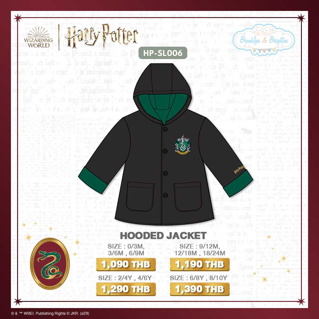 Harry Potter -Slytherin Hooded Jacket - HP-SL006 - เสื้อคลุมแฮร์รี่ พอตเตอร์