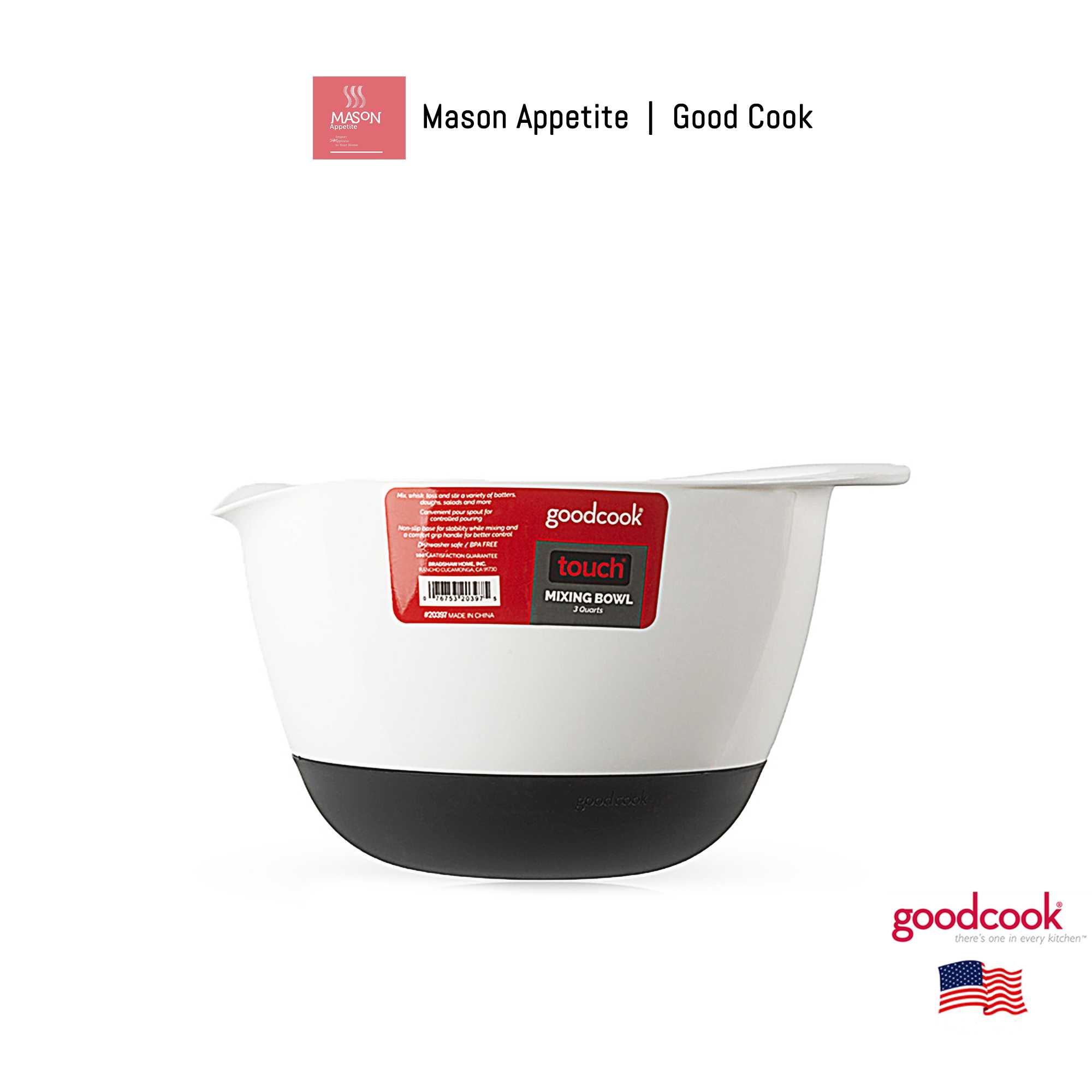 20397 GoodCook MIXING BOWL 3 QT. PLASTIC ชุดอ่างผสมพลาสติกกู๊ดคุก