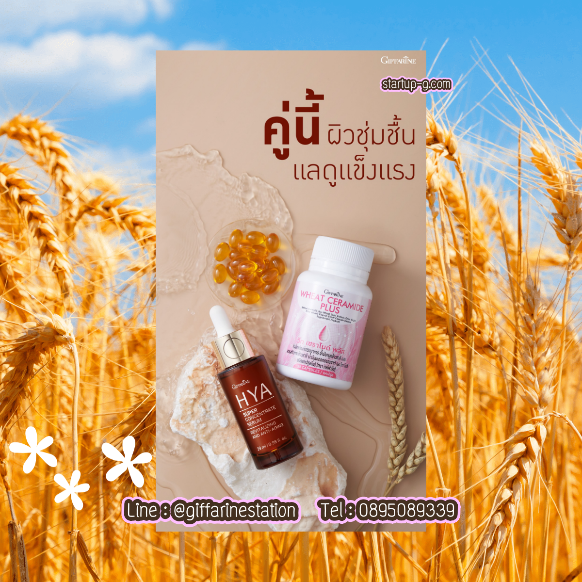 ผิวชุ่มชื้น แลดูแข็งแรง Giffarine HYA Super Concentrate Serum 💞 Wheat Ceramide Plus 🫒🌾 ผิวแห้ง