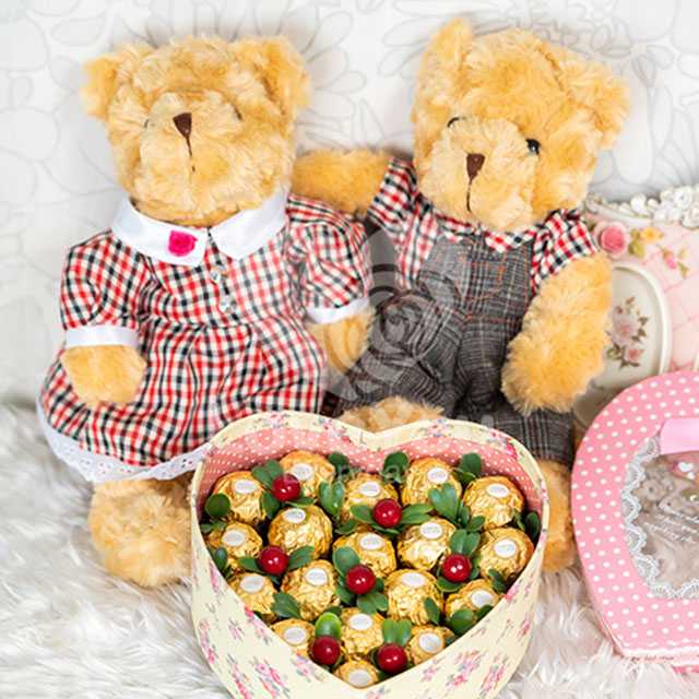 DC128 หมีคู่รัก & Heart Box