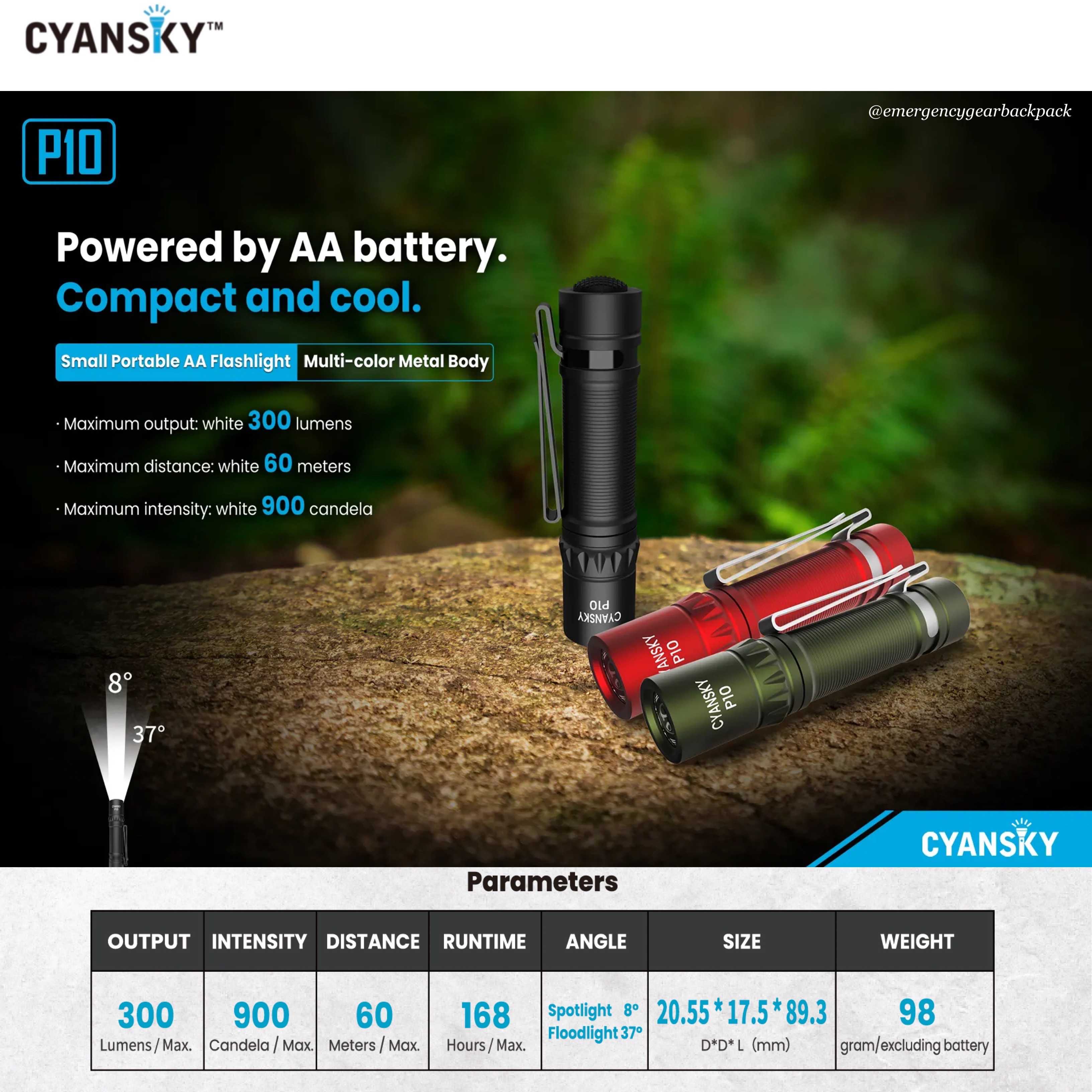 Cyansky P10 Portable AA EDC Flashlight