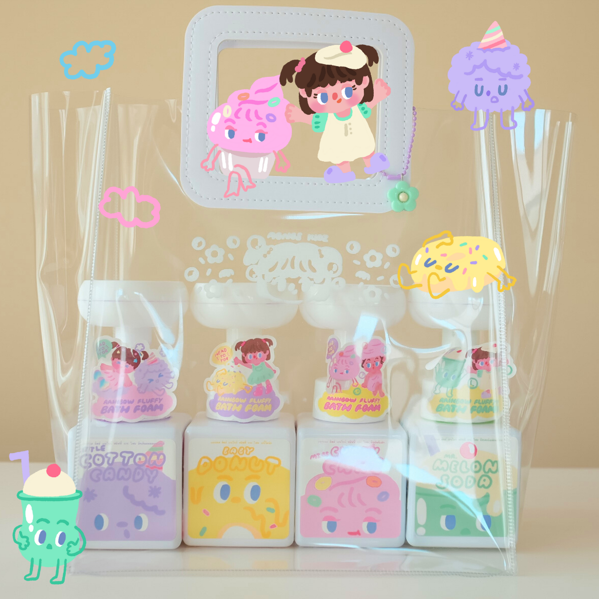✿ RAINBOW SET โฟมอาบน้ำสระผมเด็ก 4 สี 4 กลิ่น
