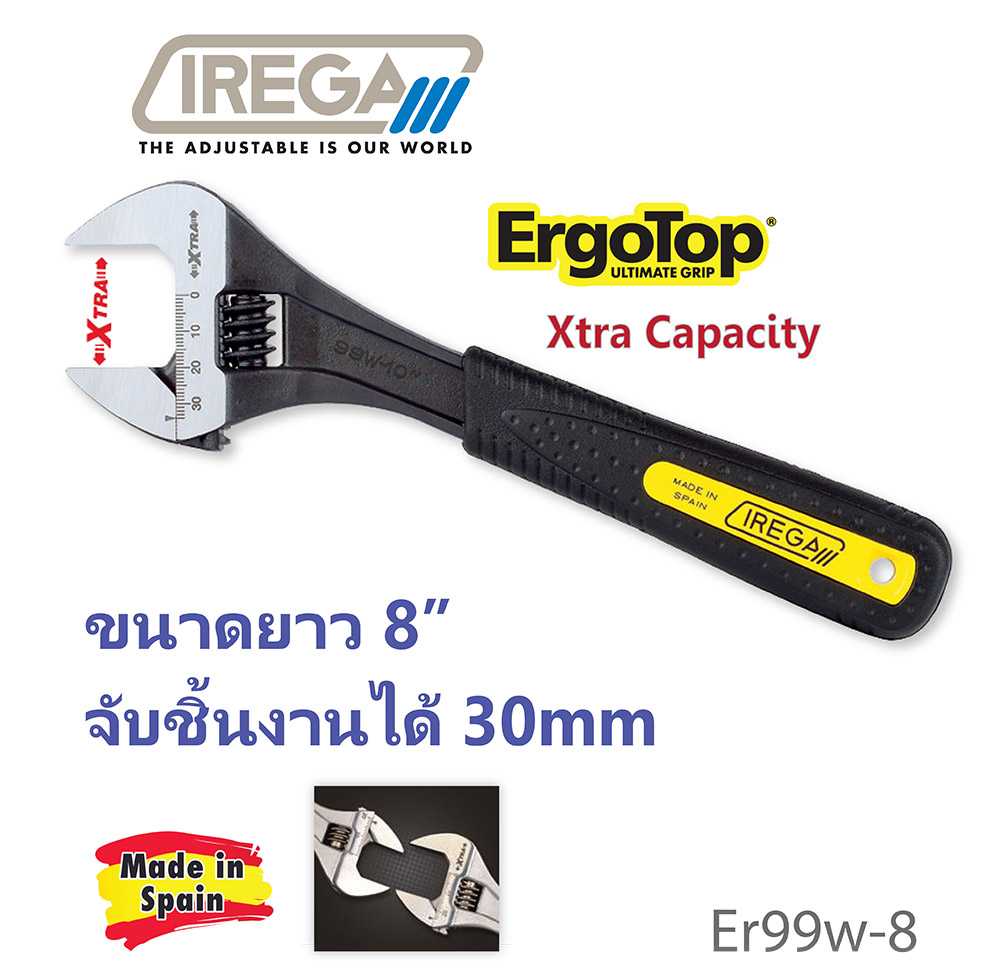 ประแจเลื่อนด้ามยาง ErgoTop 8 นิ้ว Xtra Capacity #Er99w-8  IREGA