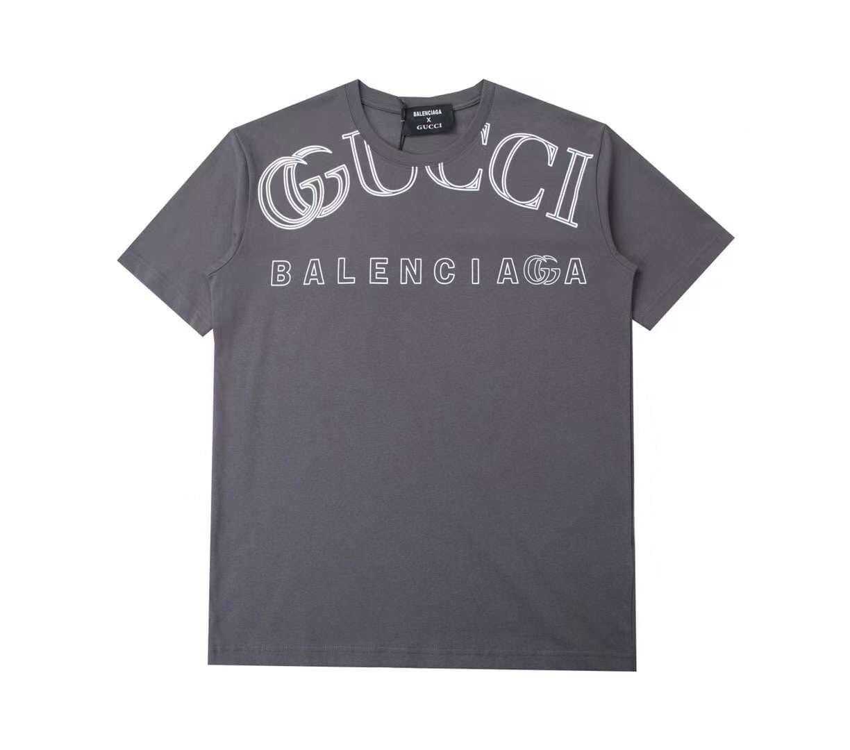 GUCCI X BALENCIAGA GG X BB LOGO PRINT COTTON TEE เสื้อยืดคอกลมแขนสั้น กุชชี่ บาลองเซียก้า