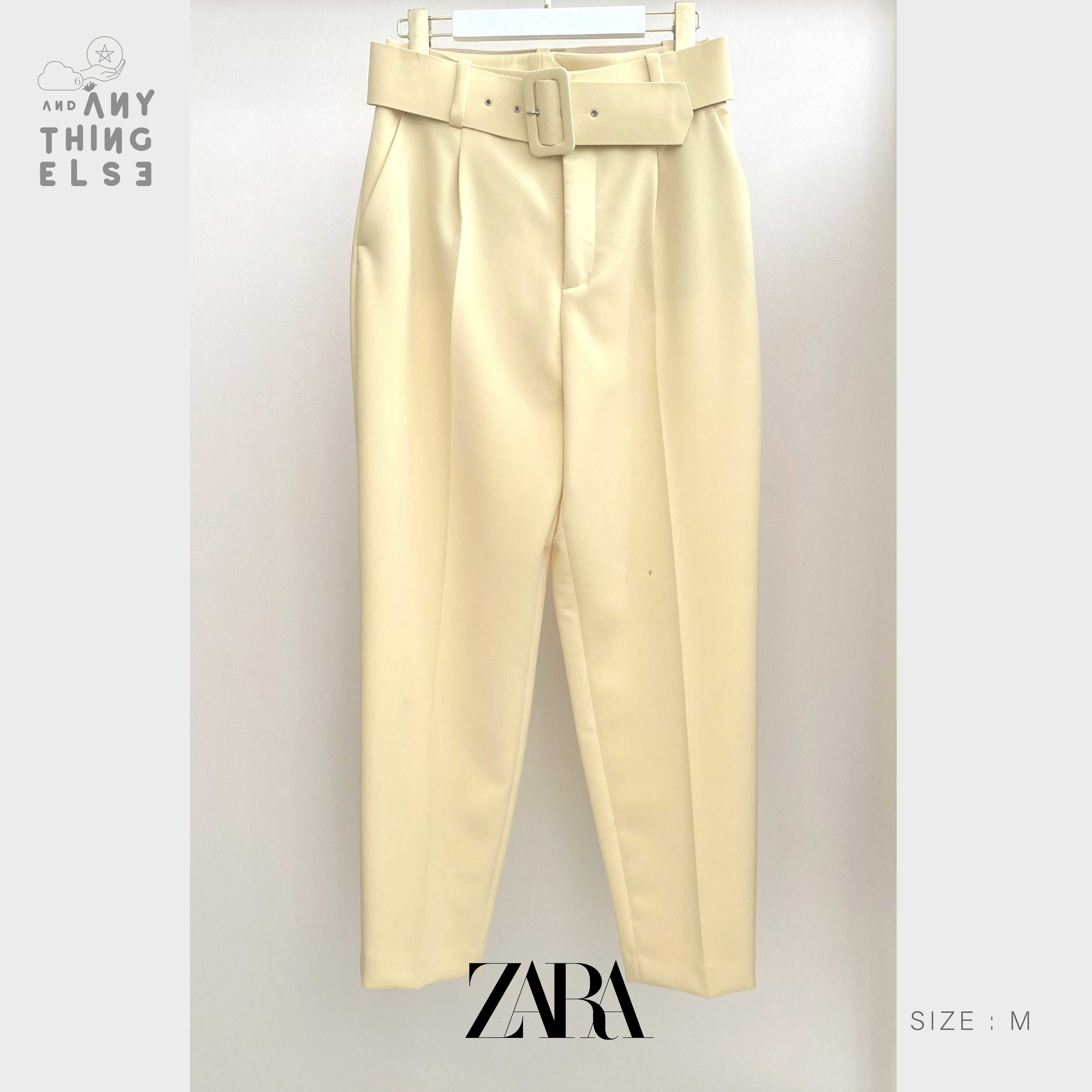 [USED] ZARA กางเกงผ้าเอวสูงสีเหลือง (size M / เอว 28)