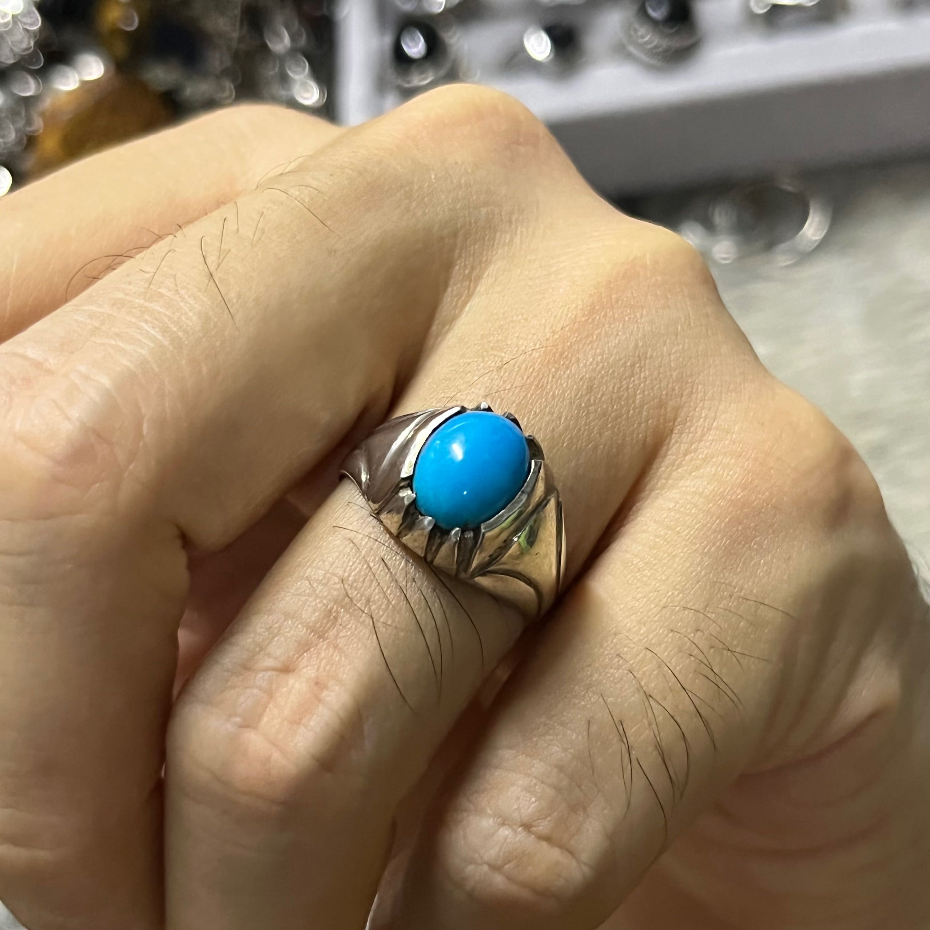 แหวนเงินแท้925 ประดับ Turquoise ขนาด61