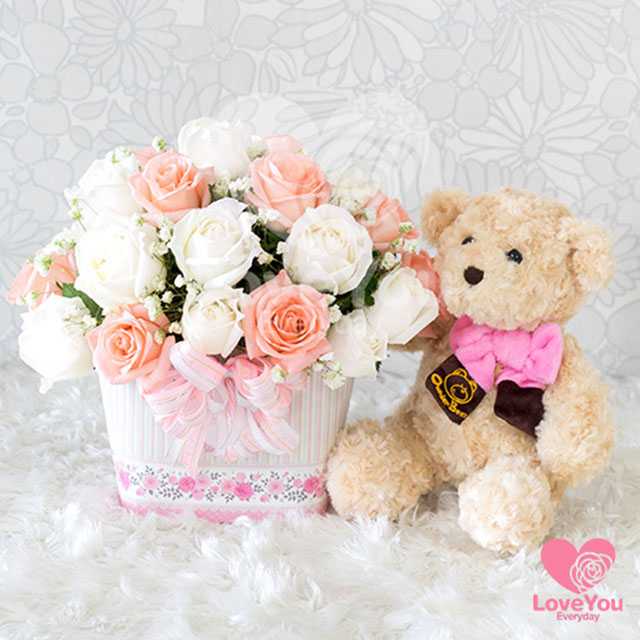 DF106 Rose Basket & Teddy