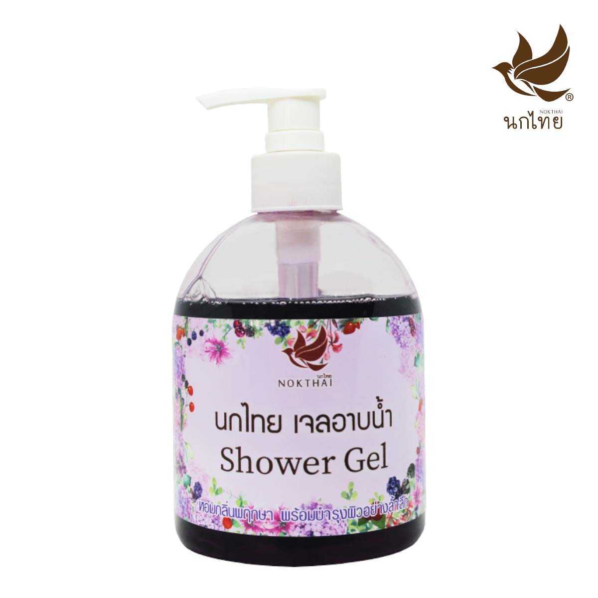 นกไทย เจลอาบน้ำกลิ่นพฤกษา  SHOWER GEL 450 ML. (แถมยาสีฟัน 8 กรัม 2 หลอด)