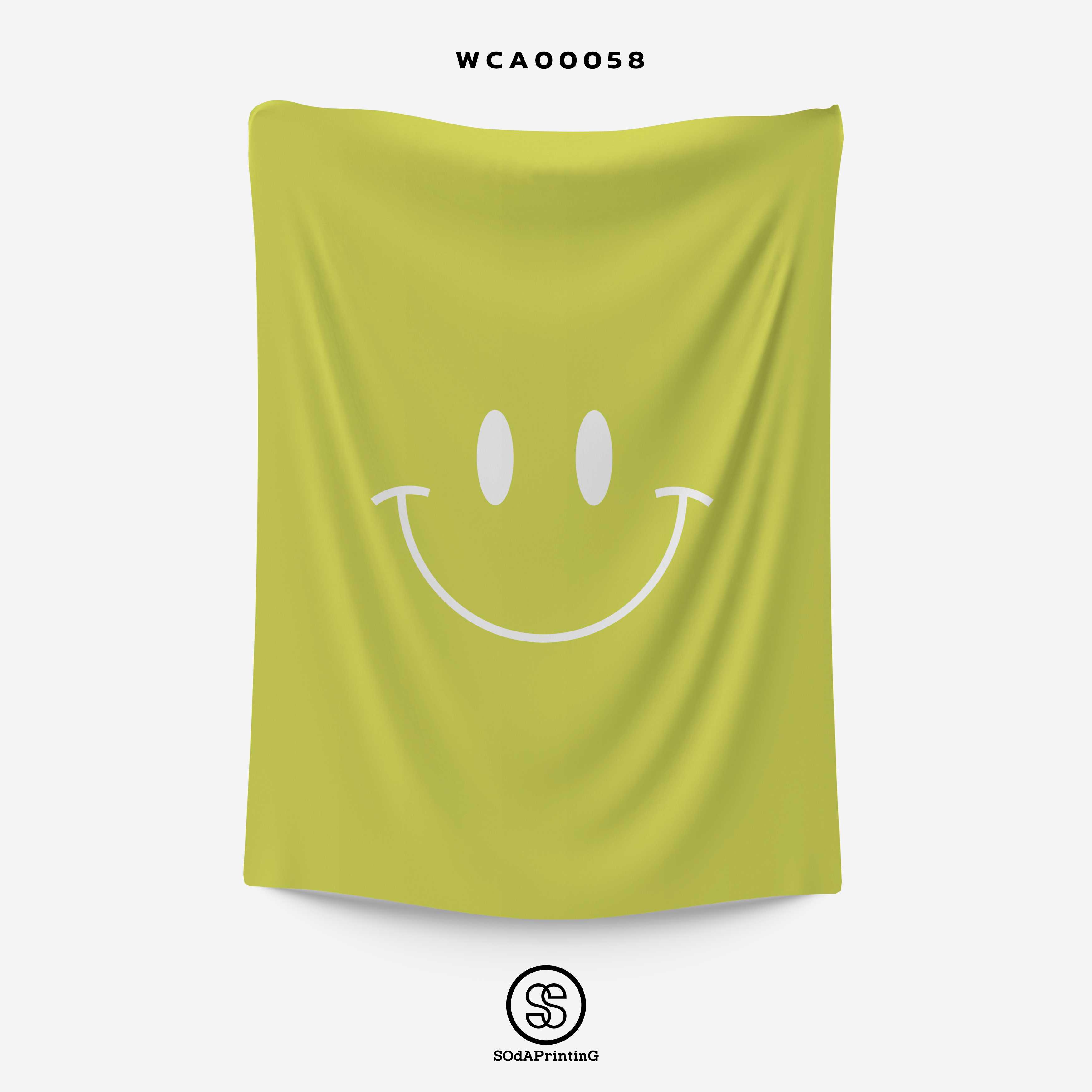 ผ้าแขวนผนัง  ลาย Smile สีเขียวมะนาว รหัส WCA00058 #SOdAhome #WallCloth