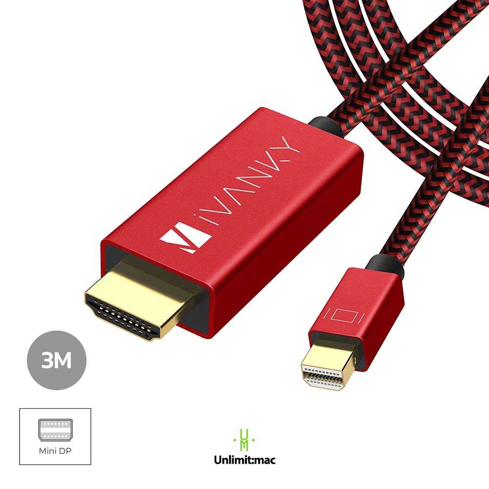 IVANKY Mini DisplayPort to HDMI Cable 10ft (3m) Nylon Braided