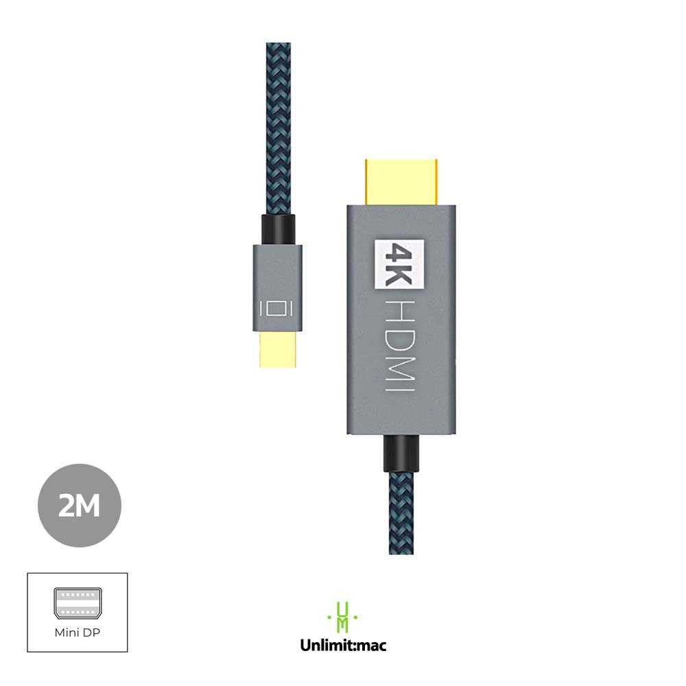 IVANKY 4K Mini DP male to HDMI Male cable 6.6ft /2M - Grey-Black