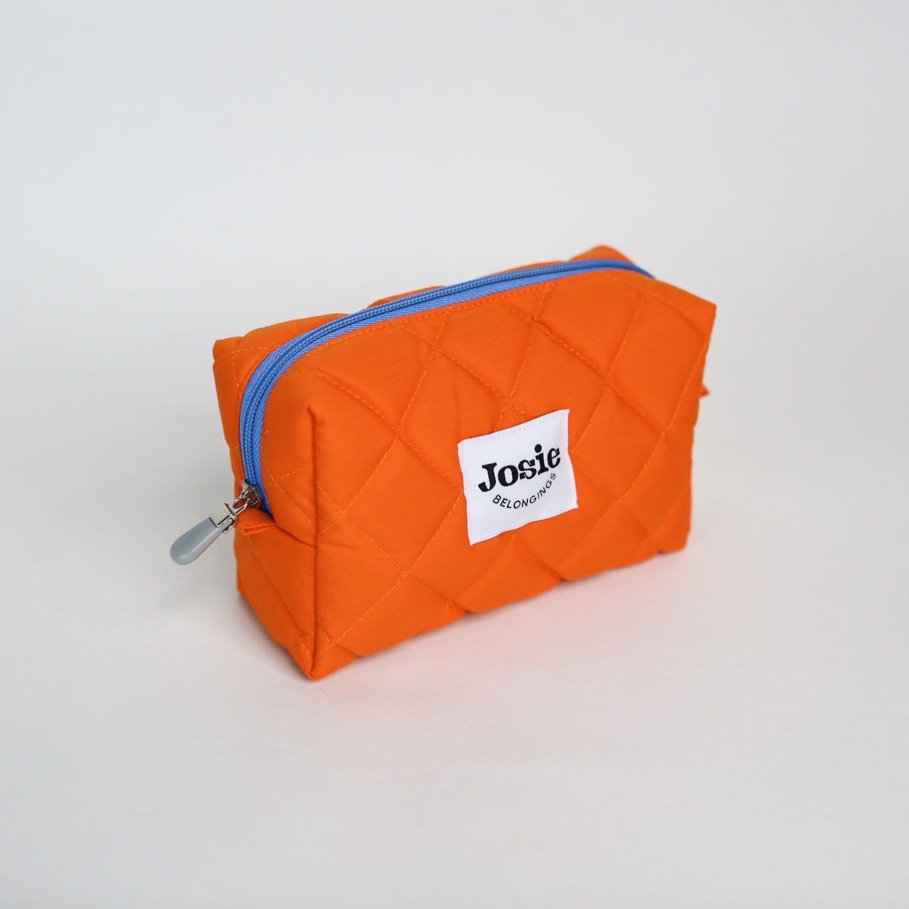 Josie ZIPPER POUCH Orange with Blue zipper
