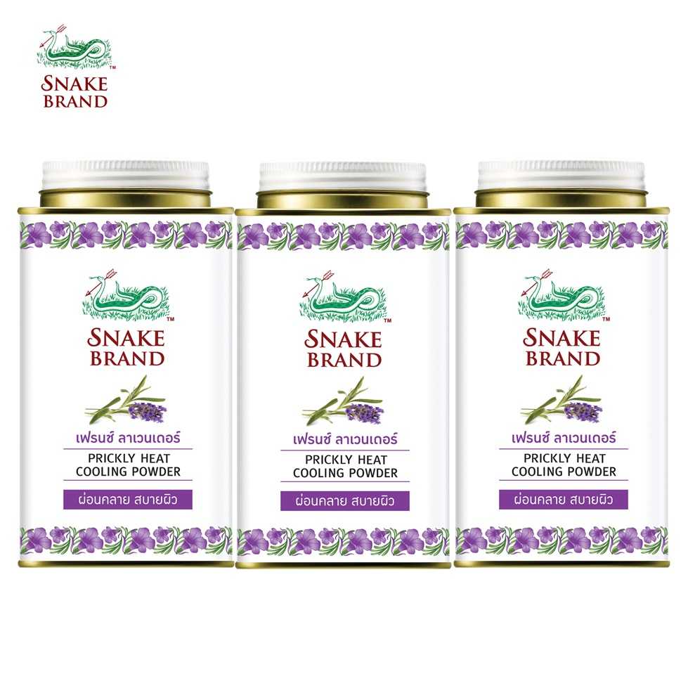 Snake Brand แป้งเย็นตรางู ปริกลี่ฮีท รีแล็กซิ่ง ขนาด 140 กรัม 3 กระป๋อง