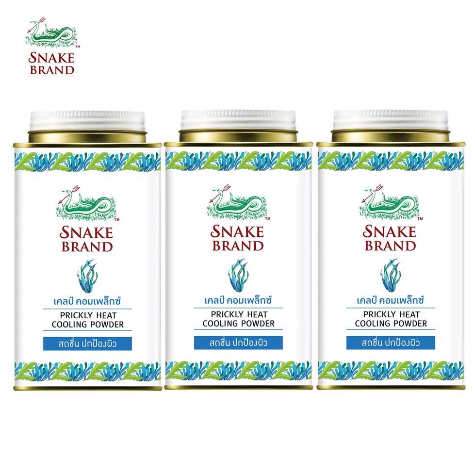 Snake Brand แป้งเย็นตรางู รีเฟรชชิ่ง 140 กรัม. แพ็ค 3 กระป๋อง
