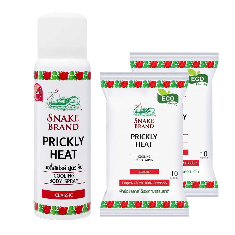 Snake Brand ตรางู คูลลิ่งบอดี้สเปรย์ สูตรเย็น คลาสสิค 50 มล.1 กป+ ทิชชู่เย็น คลาสสิค 10 แผ่น 2 แพ็ค