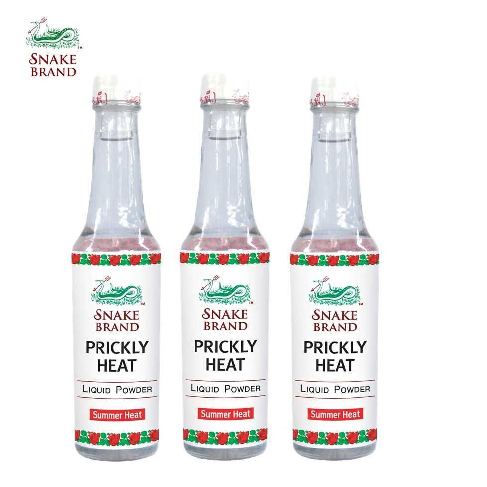 Snakebrand ตรางู แป้งน้ำสูตรเย็น ปริกลี่ฮีท ซัมเมอร์ฮีท 80 มล.แพ็ค 3 ขวด
