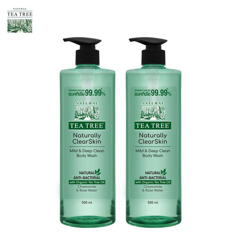 Tea Tree ที ทรี เจลอาบน้ำ เนเชอรัลลี เคลียร์สกิน มายด์แอนด์ดีพคลีน บอดี้ วอช 500 มล.2 ขวด