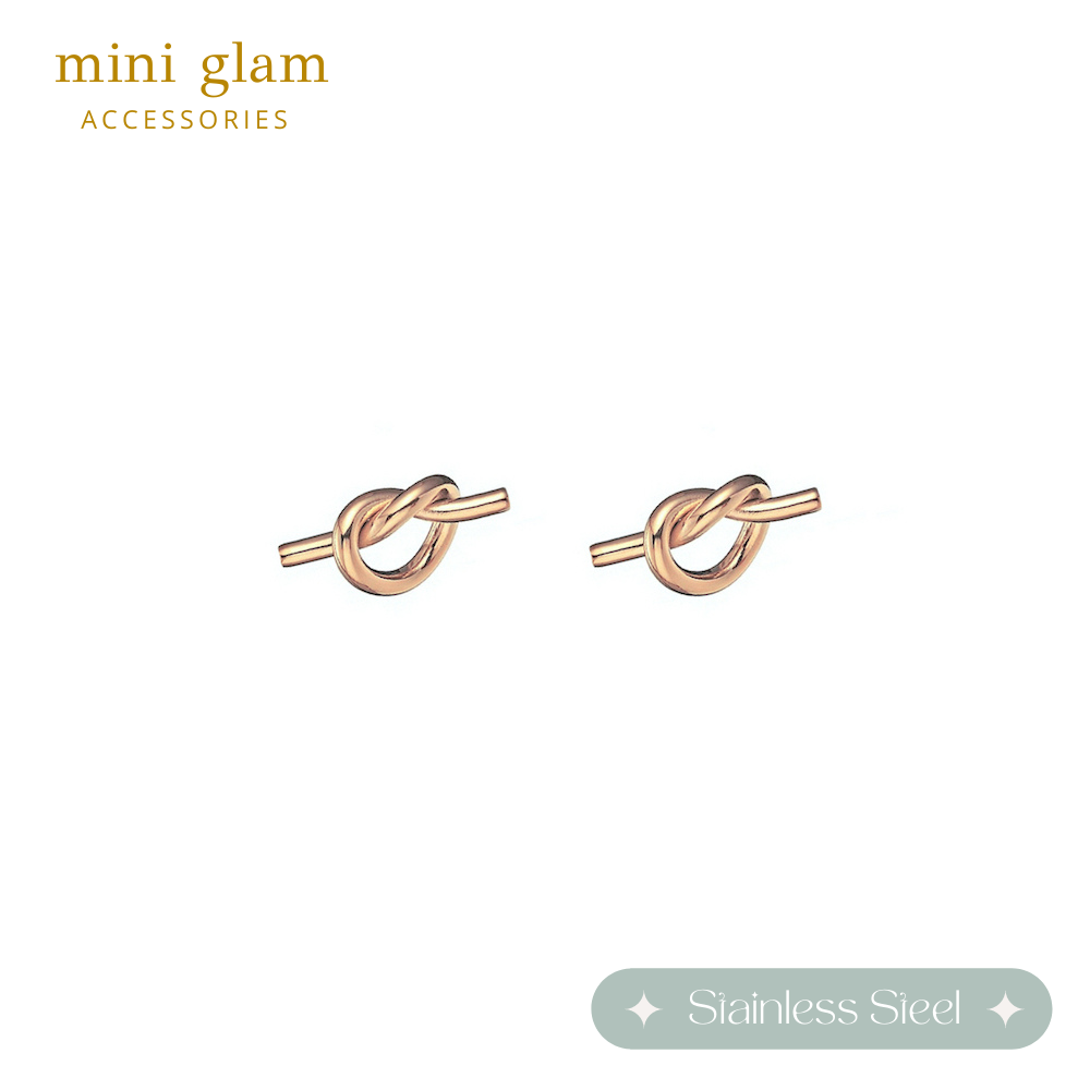 Miniglam Tie the Knot Stud Earrings (Rose gold)