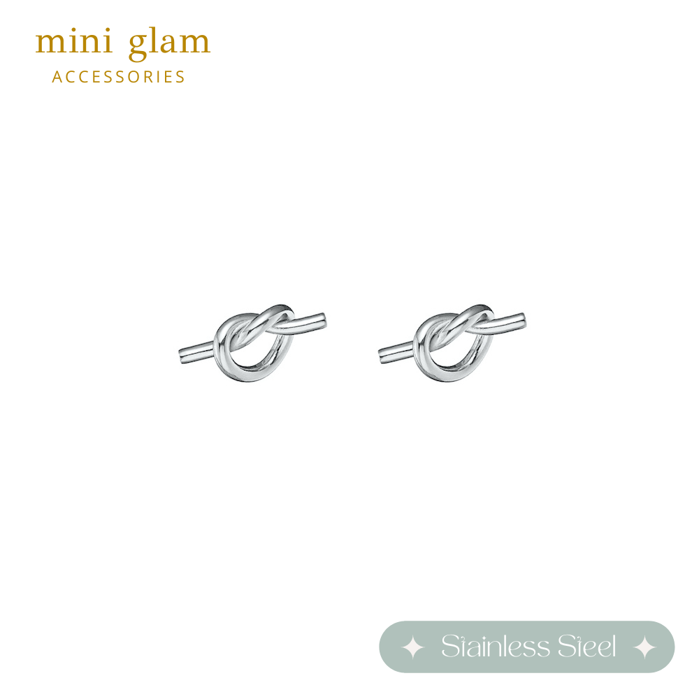 Miniglam Tie the Knot Stud Earrings (Silver)