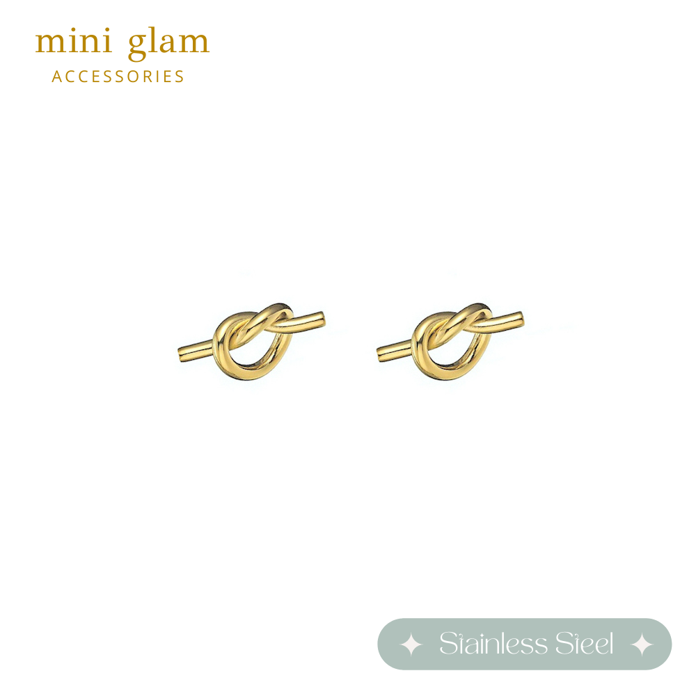Miniglam Tie the Knot Stud Earrings (Gold)