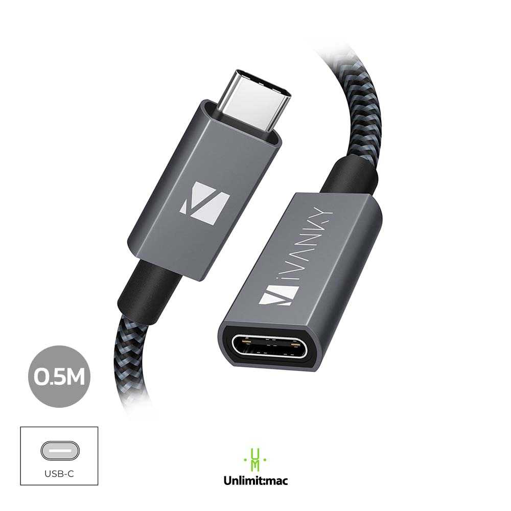 IVANKY USB-C Extension cable 1.5ft/0.5M Grey-black