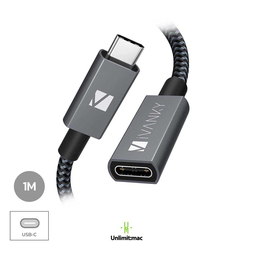 IVANKY USB-C Extension cable 3.3ft/1M Grey-black