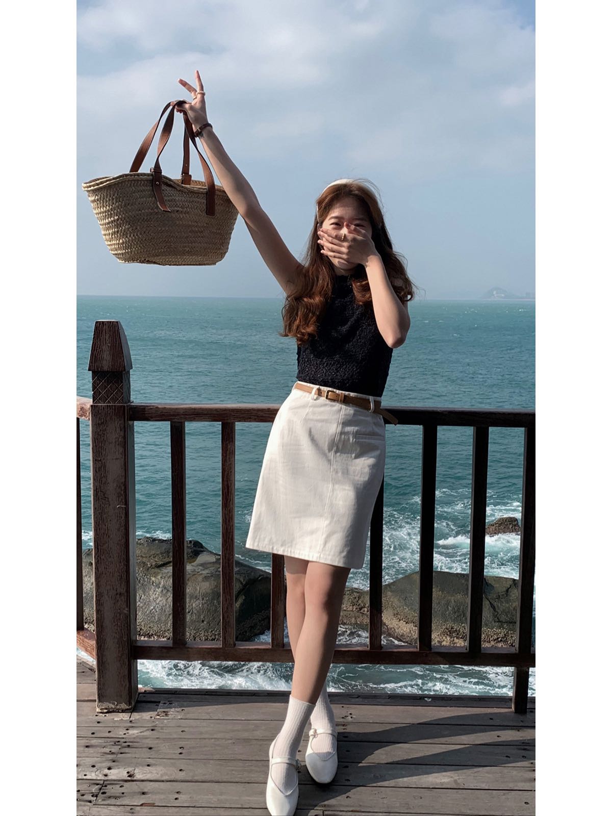 cpjgirlxx | Coco A-Skirt (with brown belt) - พร้อมส่ง