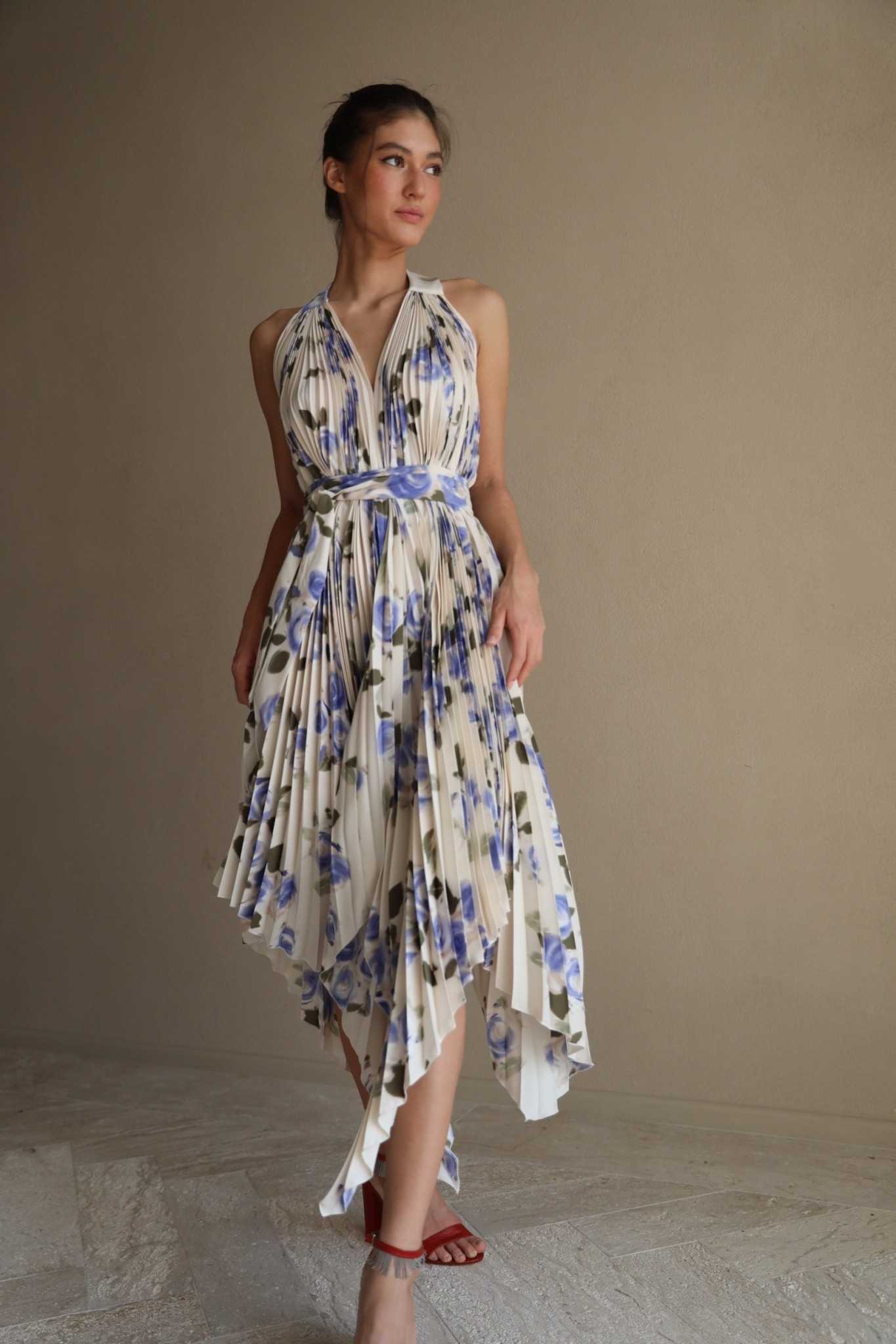 Open Back Dress - Floral Purple