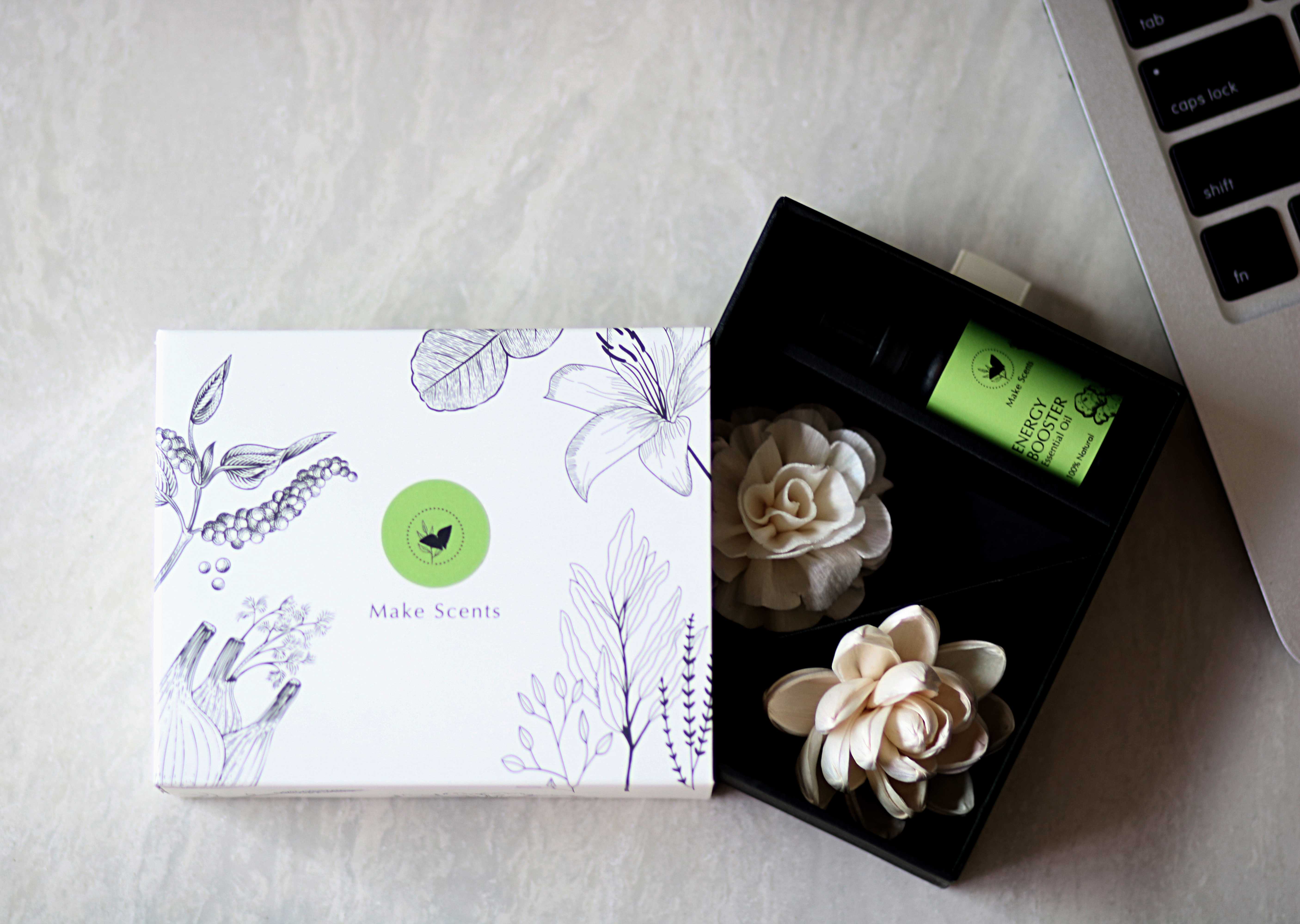 ชุดน้ำมันหอมเบอร์กาม็อท + ดอกไม้กระจายกลิ่น Bergamot Flower Diffuser Set